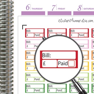 Bill Paid Stickers Planer Bill Tracking Regenbogen Erin Condren Organizer Jeden Tag