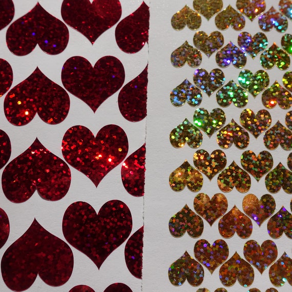 Holographic Heart Stickers Mini Heart Sticker Vinyl Gold Heart