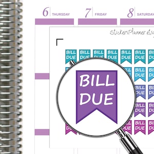 Mini Icons Flagge Bill Due Aufkleber Label Planer Alltag für Erin Condren Happy Planner Organizer