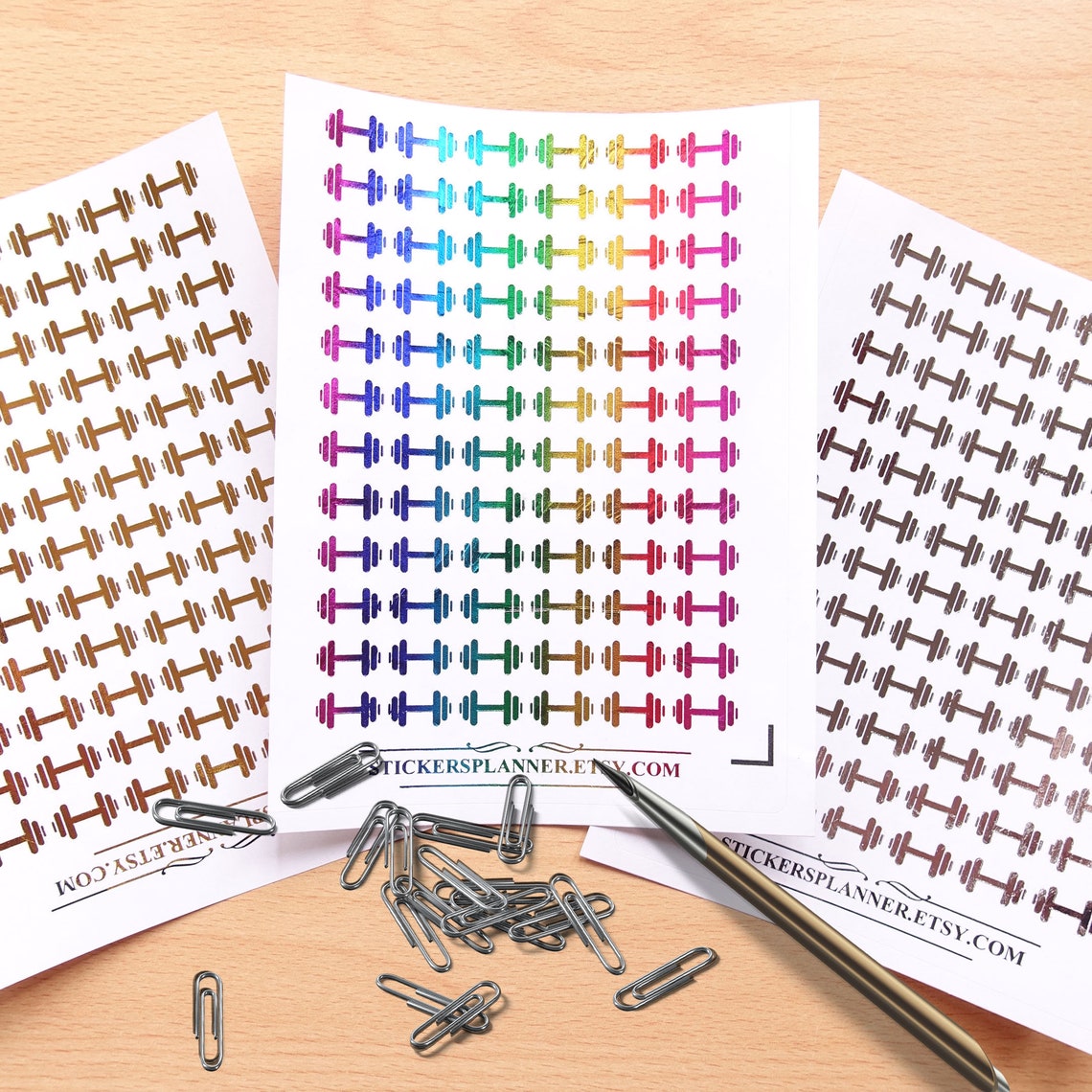 FOIL Exercise Planner Stickers Foiled Weight Dumbbell Planner - Etsy