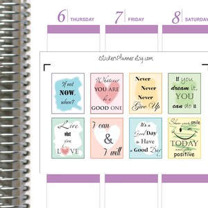 8 adesivi motivazionali Planner motivazionale Erin Condren Happy Planner