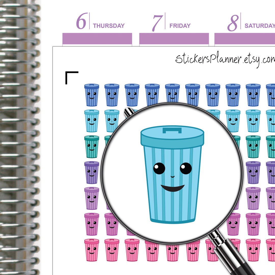 Kawaii Recycle Stickers Trash Icons Garbage Planner Stickers Trash