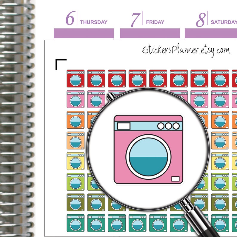 Washing Machine Planner Stickers icons Erin Condren Happy Planner journal organizer everyday image 1