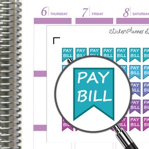Flagge Pay Bill Aufkleber Label Planer Mini-Fähnchen Erin Condren Planner Happy Planner i36a-2