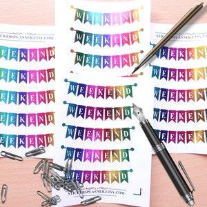 Autocollants FOIL pour agenda, bannière du week-end avec décoration Happy Planner tous les jours Erin Condren (i43)