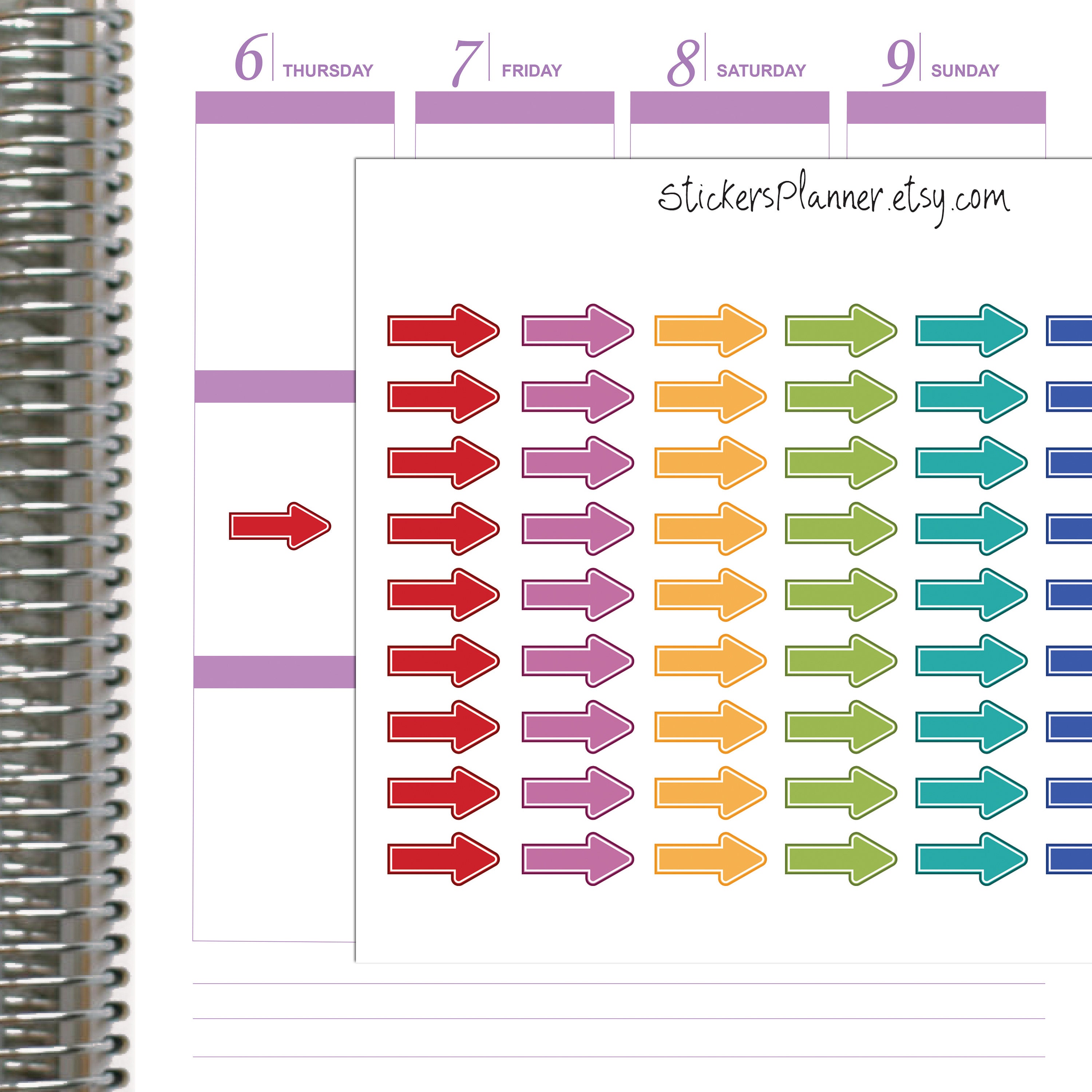 Arrow Stickers Planner Functional Erin Condren Happy Planner Rainbow ...