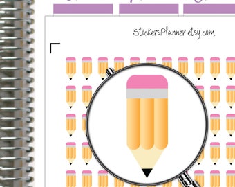 School Pencil Planner Stickers Erin Condren Label Pencil Icons Reminder Stickers (i58)
