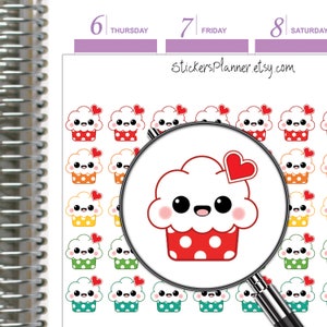 Planificateur d'autocollants kawaii pour gâteau d'anniversaire Cupcake Erin Condren Planner Stickers pour gâteau d'anniversaire Happy Planner (i53)