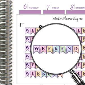 Stickers week-end Erin Condren Happy Weekend Banners Stickers calendriers Stickers Journal Stickers quotidiens (i22A)