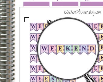 Weekend Stickers Planner Erin Condren Happy Weekend Banners Calendars stickers journal everyday stickers (i22A)