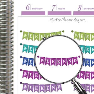 Stickers week-end Erin Condren Happy Planner Weekend Banners Calendriers journal (i46-2)