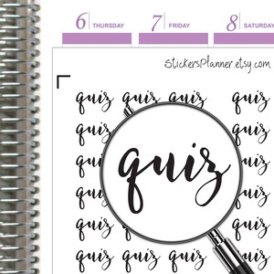 Planificateur d'autocollants pour quiz Étiquettes textuelles fonctionnelles Stickers design pour la journée Organisateur Erin Condren Happy Planner Agenda quotidien