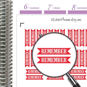 Stickers Remember Stickers fonctionnels pour agenda Erin Condren Happy Planner Agenda quotidien ik6KR