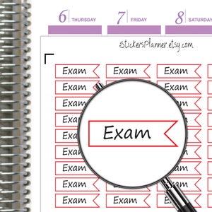 Planificateur d'autocollants de drapeaux d'examen pour Erin Condren Box Autocollants de mots d'école Organisateur de texte