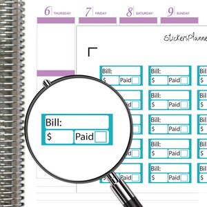 Planificateur d'autocollants pour factures Erin Condren, autocollant de suivi de factures, calendriers, carnets (n13)