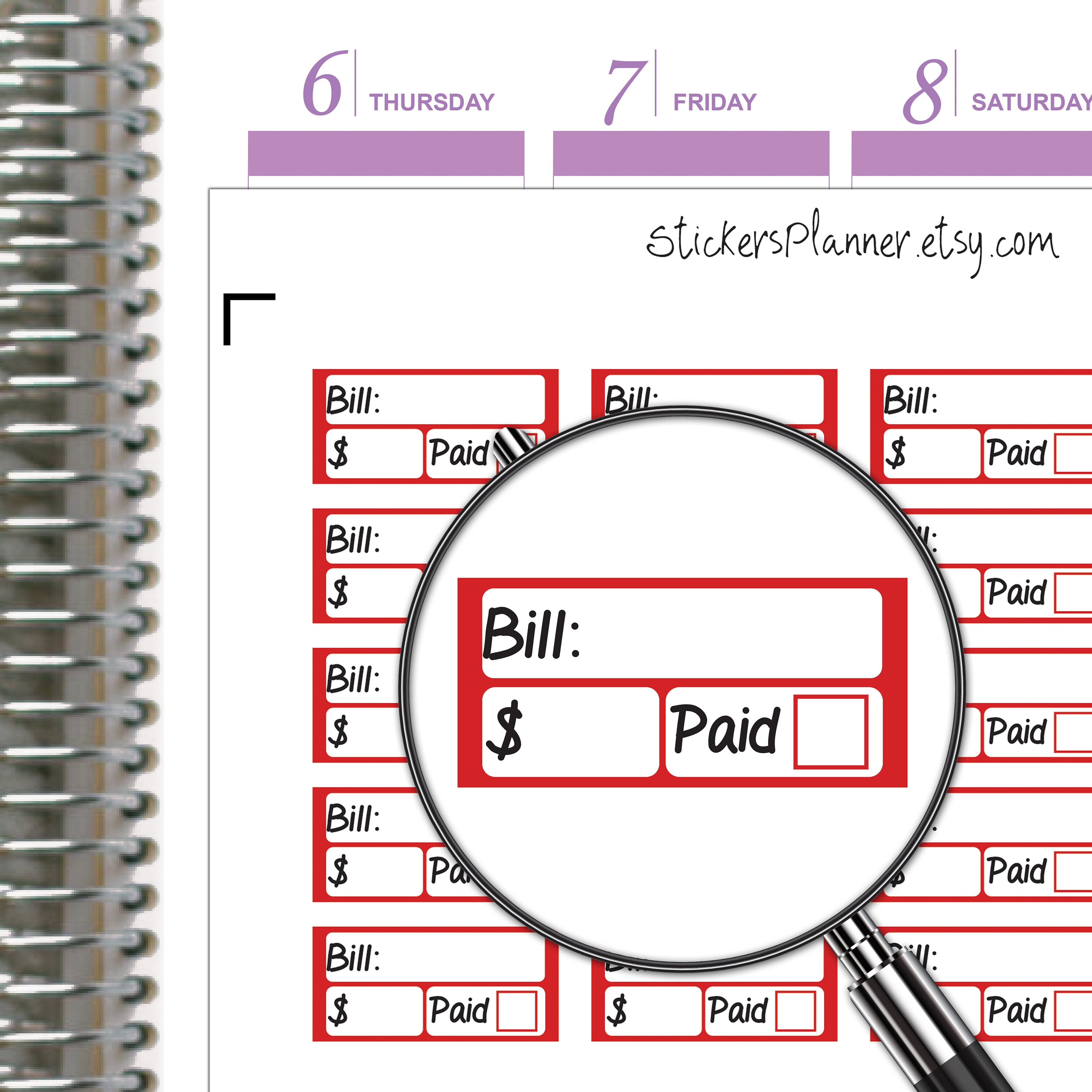 Bill Stickers Bill Planner Bill Paid Stickers Planner Bill | Etsy