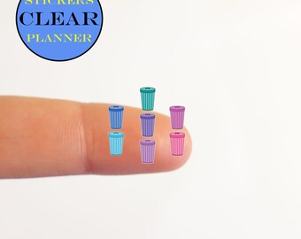 Rainbow CLEAR Recycle Stickers CLEAR Trash Stickers CLEAR Garbage Stickers Clear Trash Can Planner Trash Day Transparent Trash Planner i19-2