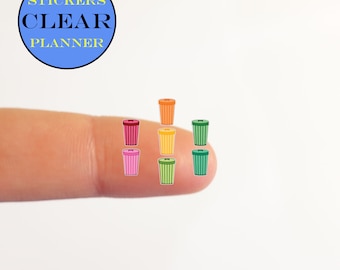 Rainbow CLEAR Recycle Stickers CLEAR Trash Stickers CLEAR Garbage Stickers Clear Trash Can Planner Trash Day Transparent Trash Planner i19