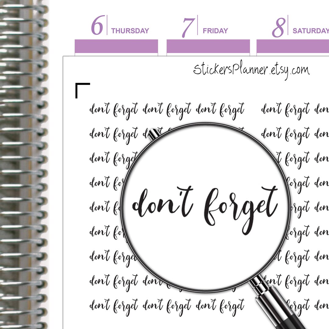 Don T Forget Stickers Planner Text Script Script Word Etsy Don T Forget Stickers Planner Text Script Script Word Etsy