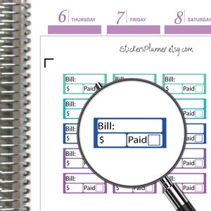 Bill bezahlt Aufkleber Planer Regenbogen Regenbogen Erin Condren Bill Tracking Sticker Organizer (n12B2