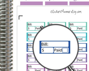 Bill paid Stickers Planner Rainbow Rainbow Erin Condren Bill Tracking Sticker organizer (n12B2