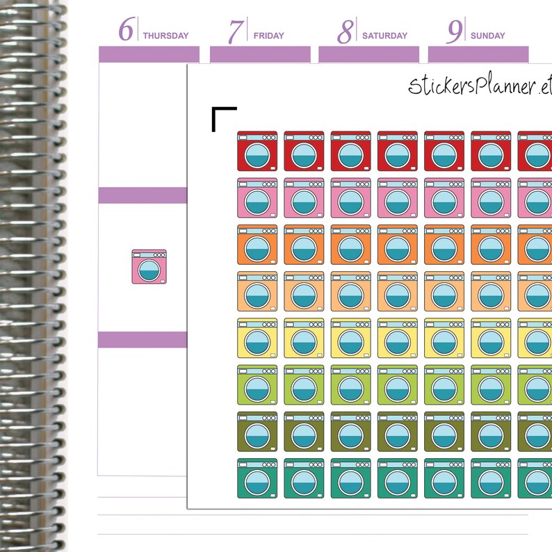 Washing Machine Planner Stickers icons Erin Condren Happy Planner journal organizer everyday image 2