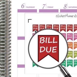 Mini Flaggen Bill Due Aufkleber Planer Etiketten Planung funktional Erin Condren Happy Planner Kalender Organizer Alltag