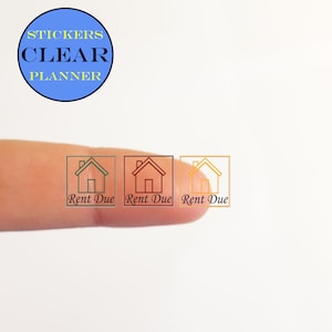 CLEAR Rent Due Stickers Planer TRANSPARENT Erin Condren House Stickers House Planner Organizer (i4B)