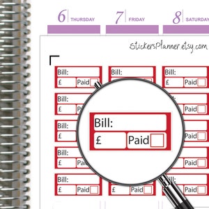 Bill Stickers Planer Bill Paid Etiketten Erin Condren Bill Tracking Stickers Bill Paid Tracker Alltags Organizer