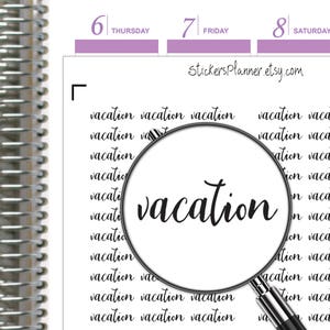 Vacation Stickers Planner Functional Text Script Word Stickers Erin Condren (it11)