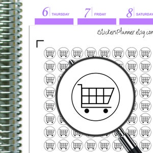 食料品プランナー ステッカーシート ショッピングカート バスケット ミニアイコン Erin Condren プランナー用 ハッピープランナー 日常ステッカー ( i12 )