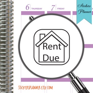 Rent Due Stickers Planer Erin Condren Happy Planner House Stickers Alltag Journal ( i4 )