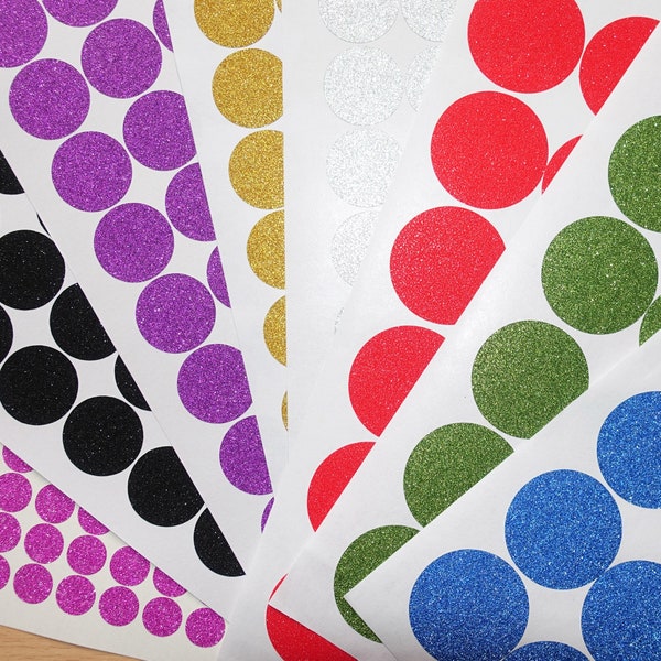 20 Gold GLITTER Dots Stickers Glitter Vinyl Stickers Polka Dots Stickers Dot Nursery Decal Dots Wall Decor Dots Envelope Seals (K)