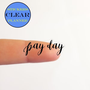 CLEAR Zahltag Aufkleber Planer Transparent Text Wort Erin Condren (it10)
