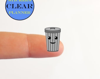 CLEAR Trash Stickers CLEAR Garbage Stickers Kawaii Stickers Kawaii Planner Clear Trash Can Planner Trash Day Transparent Trash Planner (i18A