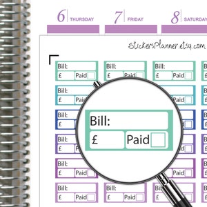 Bill Stickers Planer Bill Paid Tracking Erin Condren Planer Regenbogen Organizer Alltag