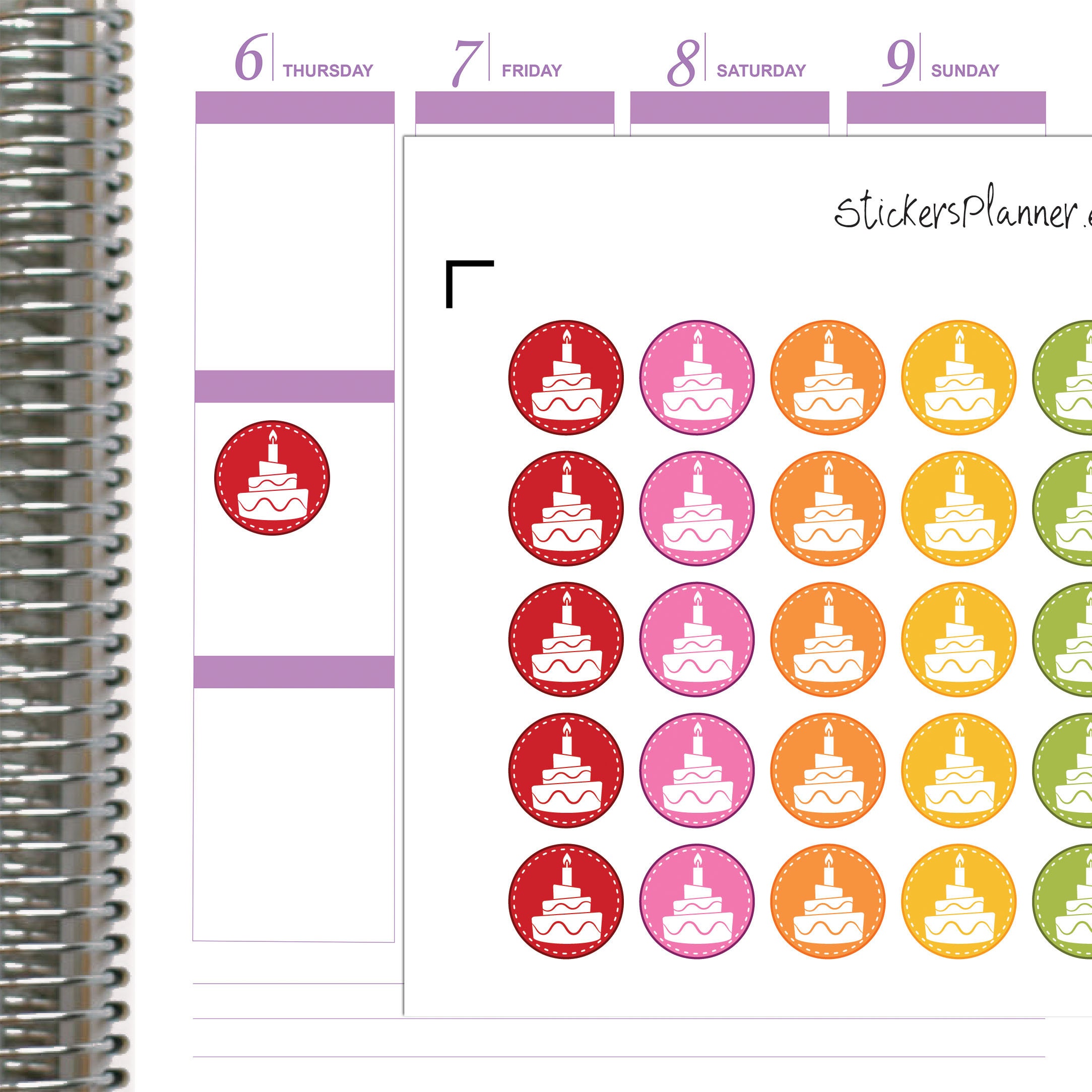 Happy Birthday Icons Stickers Label Cake Planner Erin Condren Happy ...