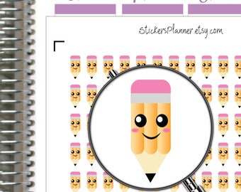 Kawaii School Pencil Planner Stickers Label Pencil Icon Stickers Reminder i59