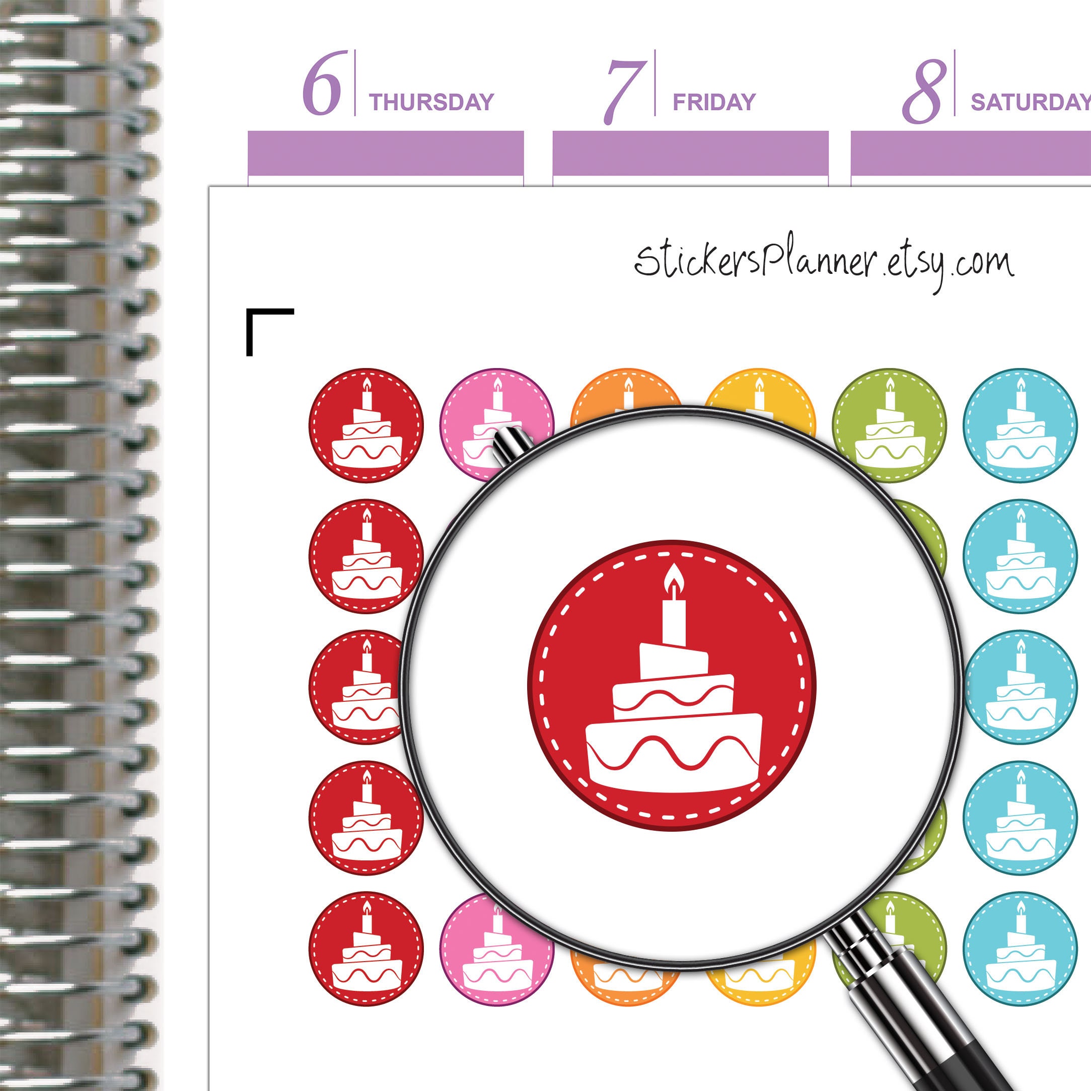 Happy Birthday Icons Stickers Label Cake Planner Erin Condren Happy ...