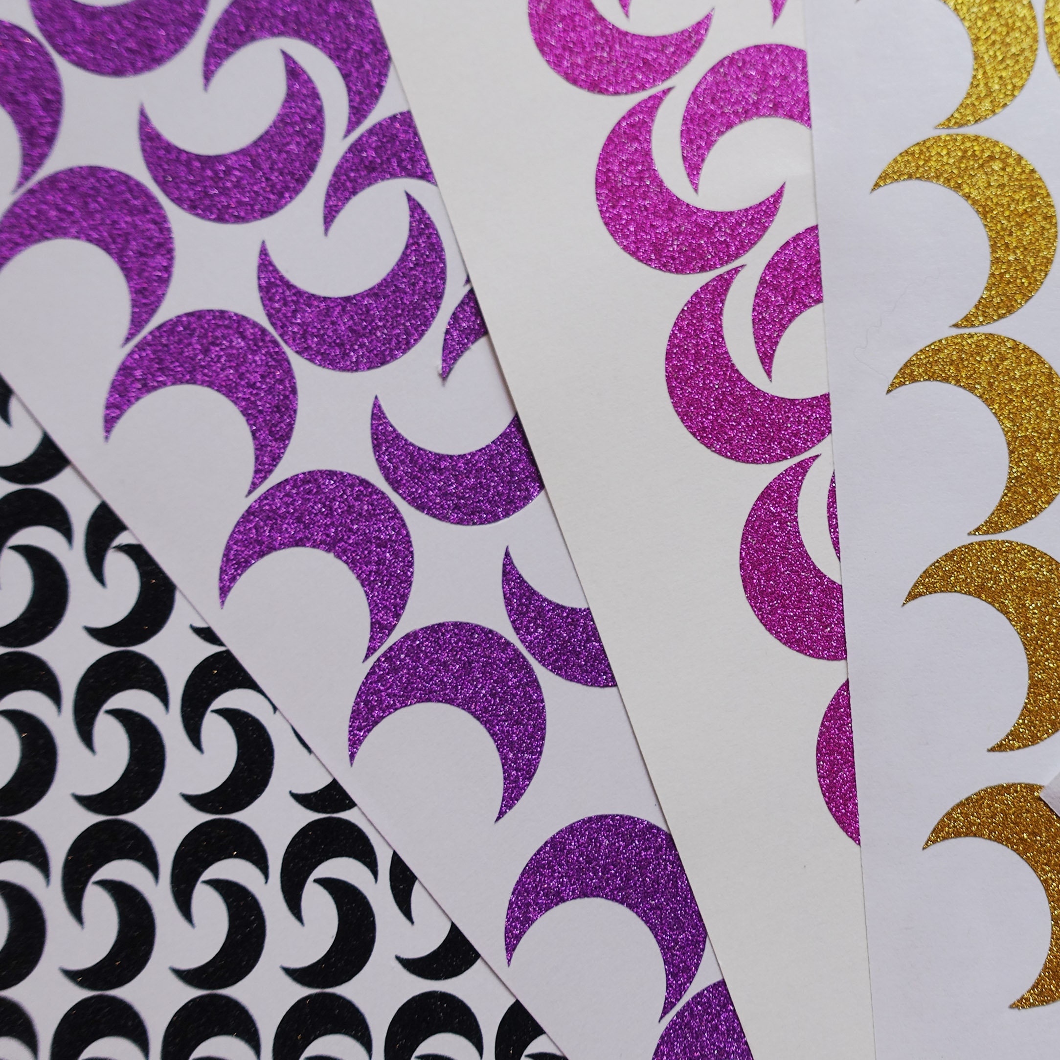 20 Gold GLITTER Moon Stickers Glitter Vinyl Glitter Stickers Moon