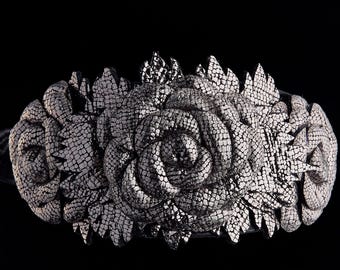 Silver Leather greyhound collar, Dog collar, Leather Dog Collar for Italy Greyhound, Chinese Crested Dog collar, Xoloitzcuintli collar