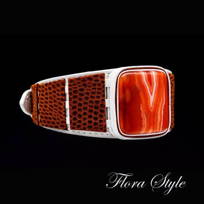 Dog Collar, Handmade Dog Collar, Exclusive Dog Collar Leather Dog Collar for Italian Greyhound, Mexican Hairless Dog Cornelian image 3