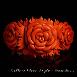 Dog Collar, Exclusive dog collar, Luxury Dog Collar, Leather Dog Collar for Italian Greyhound, Chinese Crested Dog | Roses