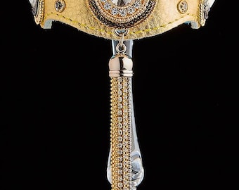 Gold leather dog collar, Jeweled dog collar for Italian Greyhound, Sighthound, Whippet, Greyhound collar, Bedlington Terrier, Poodle, Saluki