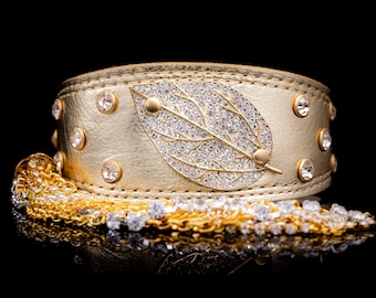 Designer leather dog collar for Italian greyhound (levriero italiano), Whippet, Xoloitzcuintli, Poodle, Sighthound