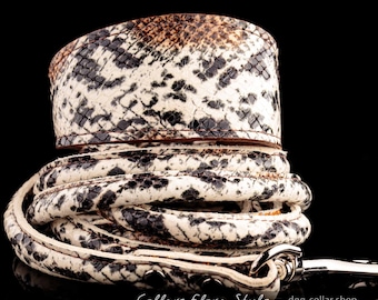 Set - Collar & Leash, Leather Dog Collar for Italian Greyhound, Sighthound, Whippet, Xoloitzcuintli, Basenji, Greyhound