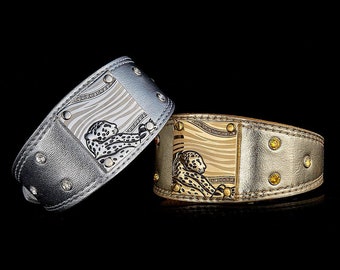 Exclusive dog collar, Luxury leather dog collar for Italian greyhound, Chinese Crested Dog, Xoloitzcuintli, Poodle, Sighthound