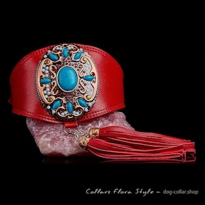 Collier de chien en cuir rouge pour lévrier, lévrier, lévrier afghan, saluki, galgo, azawakh, lurcher, barzoï