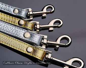 Gold and silver Dog Leash, Leather Dog Leash, Dog Leash Leather, Leather Dog Leash, dog lead  SIZE - ХS & S