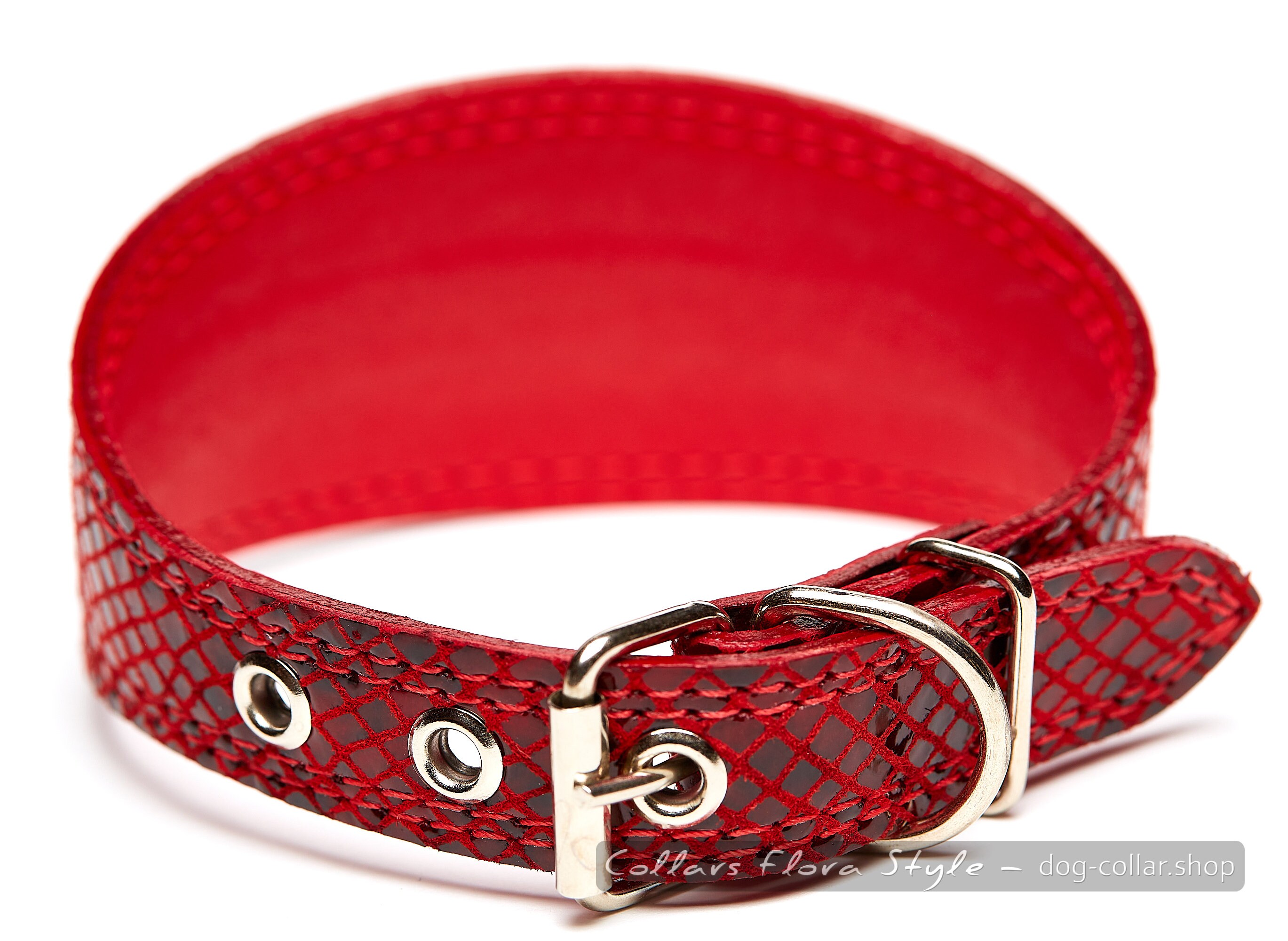 Red leather dog collar for Italian Greyhound Sighthound Etsy